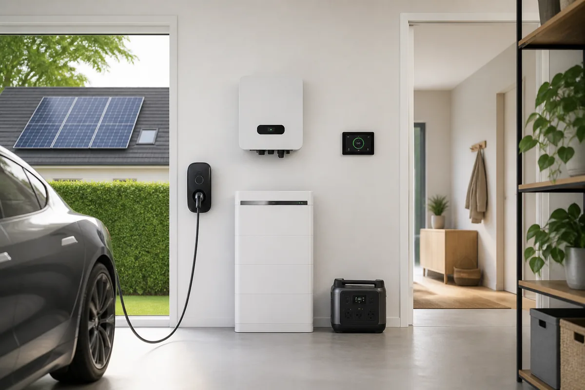Energie vergelijken met zonnepanelen thuisbatterij en laadpaal